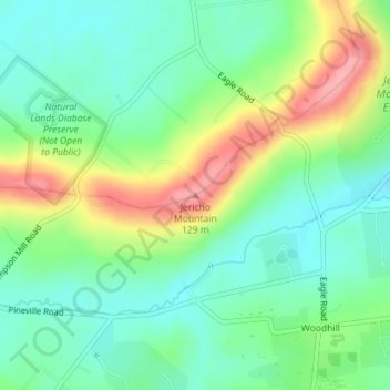 Mappa topografica Jericho Mountain, altitudine, rilievo
