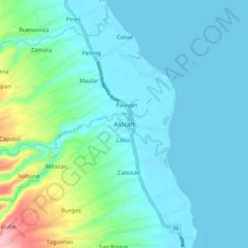 Mappa topografica Aloran, altitudine, rilievo