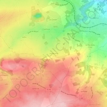 Mappa topografica Les Boueix, altitudine, rilievo