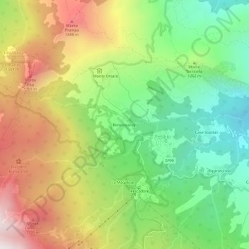 Mappa topografica Roncopianigi, altitudine, rilievo