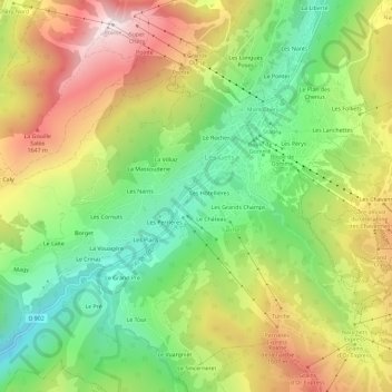 Mappa topografica Les Pesses, altitudine, rilievo