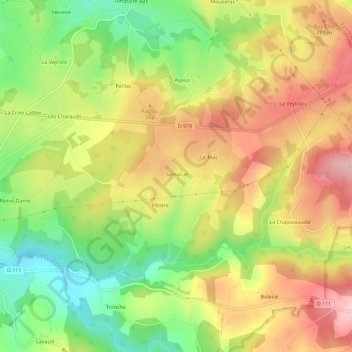 Mappa topografica Samarue, altitudine, rilievo