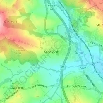 Mappa topografica Kexbrough, altitudine, rilievo