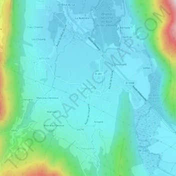 Mappa topografica Doussard, altitudine, rilievo