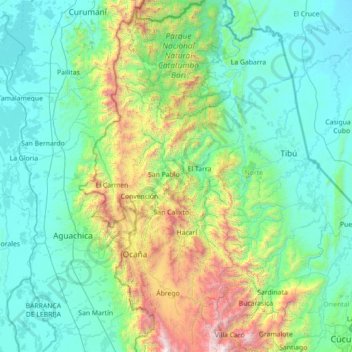 Mappa topografica Teorama, altitudine, rilievo