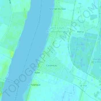 Mappa topografica Ouradour, altitudine, rilievo