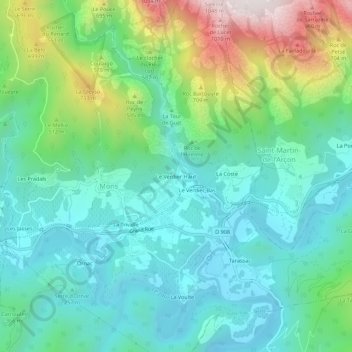 Mappa topografica Le Verdier-Haut, altitudine, rilievo