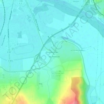 Mappa topografica Écluse de Verville, altitudine, rilievo