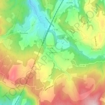 Mappa topografica Le Terron, altitudine, rilievo