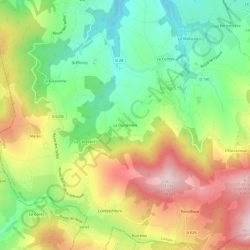 Mappa topografica La Durantière, altitudine, rilievo