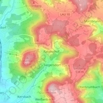 Mappa topografica Rabenshof, altitudine, rilievo