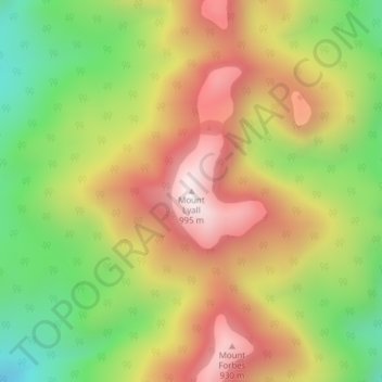 Mappa topografica Mount Lyall, altitudine, rilievo