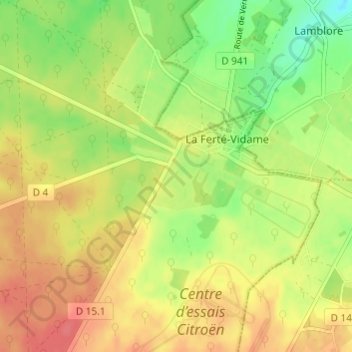 Mappa topografica La Vènerie, altitudine, rilievo