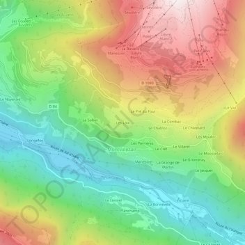 Mappa topografica Les Laix, altitudine, rilievo