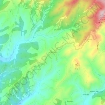 Mappa topografica Fraccano, altitudine, rilievo