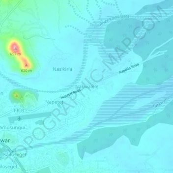 Mappa topografica Nakwalele, altitudine, rilievo