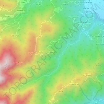 Mappa topografica Provonda, altitudine, rilievo