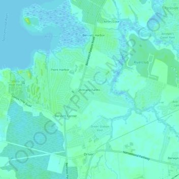 Mappa topografica Brittany Farms, altitudine, rilievo
