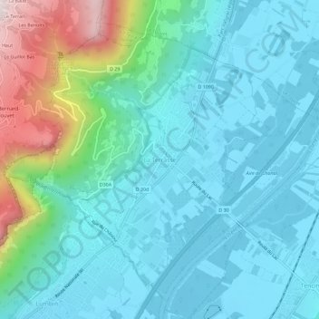Mappa topografica La Terrasse, altitudine, rilievo