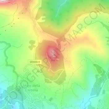 Mappa topografica Civitella, altitudine, rilievo
