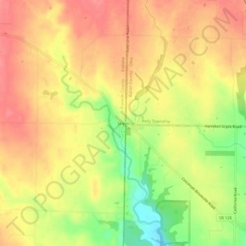 Mappa topografica Scipio, altitudine, rilievo