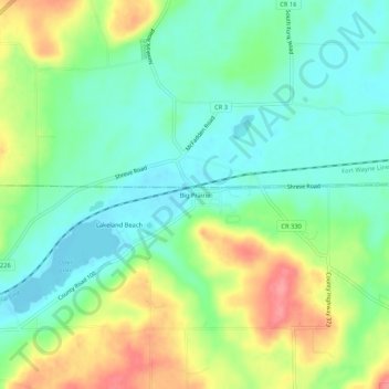 Mappa topografica Big Prairie, altitudine, rilievo