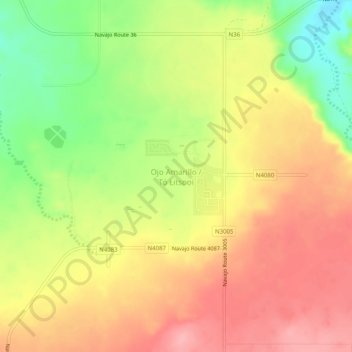 Mappa topografica Ojo Amarillo, altitudine, rilievo