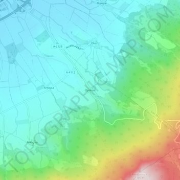 Mappa topografica Opacua, altitudine, rilievo