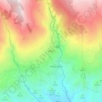 Mappa topografica Nechite, altitudine, rilievo