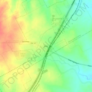 Mappa topografica Eddy, altitudine, rilievo