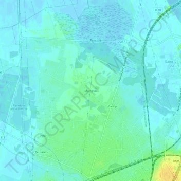 Mappa topografica Marensin, altitudine, rilievo