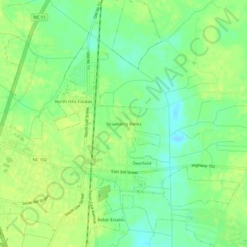 Mappa topografica Strawberry Banks, altitudine, rilievo