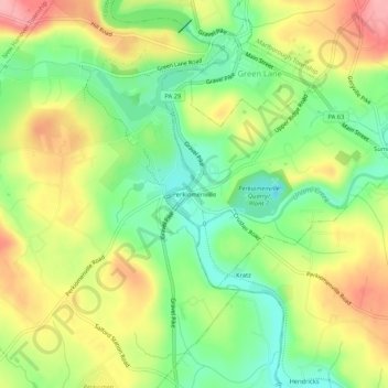 Mappa topografica Perkiomenville, altitudine, rilievo