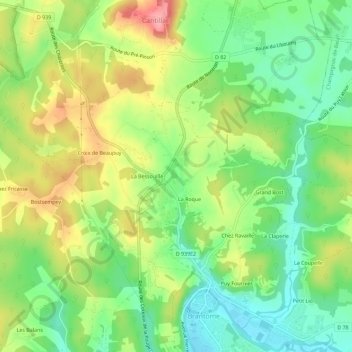 Mappa topografica Font Vendome, altitudine, rilievo