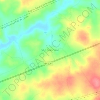 Mappa topografica São Francisco, altitudine, rilievo