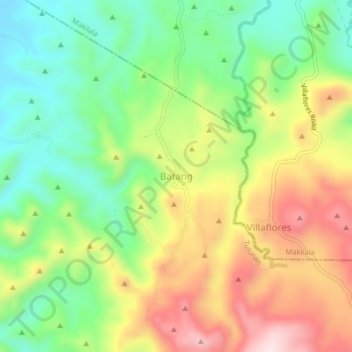 Mappa topografica Batang, altitudine, rilievo