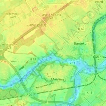 Mappa topografica Hohenstiege, altitudine, rilievo
