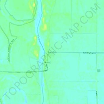 Mappa topografica Butte City, altitudine, rilievo