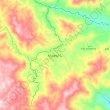 Mappa topografica Alejandría, altitudine, rilievo