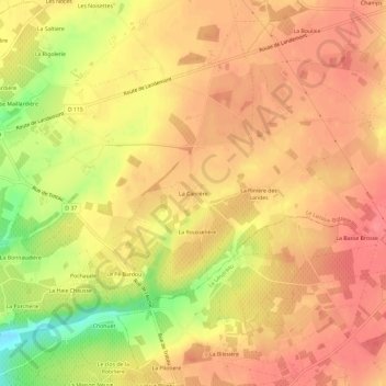 Mappa topografica La Carrière, altitudine, rilievo