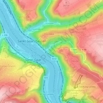 Mappa topografica Katz Castle, altitudine, rilievo