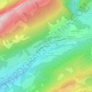 Mappa topografica Le Borgeal, altitudine, rilievo