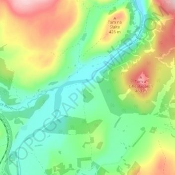 Mappa topografica Corry Bruoch Beg, altitudine, rilievo