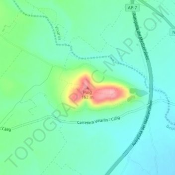 Mappa topografica Puig, altitudine, rilievo
