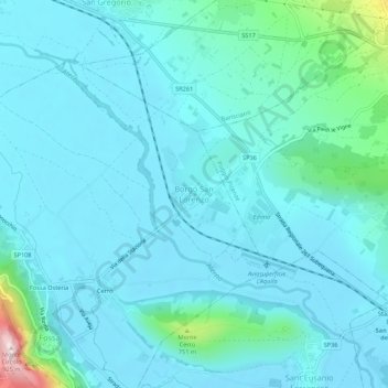 Mappa topografica Borgo San Lorenzo, altitudine, rilievo