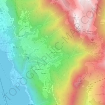 Mappa topografica La Sauffaz, altitudine, rilievo