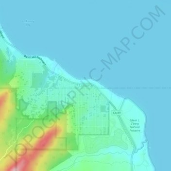 Mappa topografica Tahoma, altitudine, rilievo