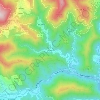 Mappa topografica L'Arboux, altitudine, rilievo