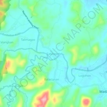 Mappa topografica Cabilawan, altitudine, rilievo