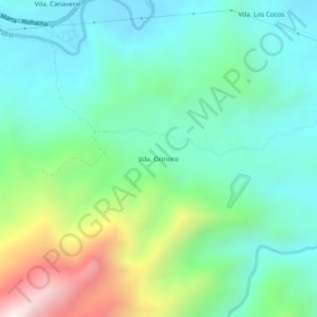 Mappa topografica Vda. Orinoco, altitudine, rilievo